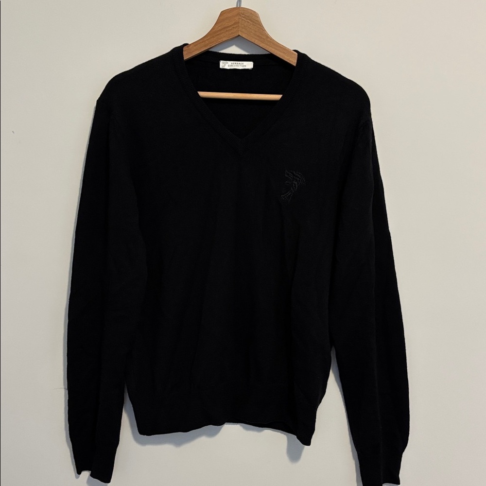 Versace Collection Gianni Versace black wool sweater size medium v neck